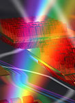 An artist's representation of how a metasurface disperses light. Credit: Ella Maru Studio