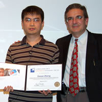 Guoan Zheng presented with the $30,000 Lemelson-MIT Caltech Student Prize by Chair Ares Rosakis