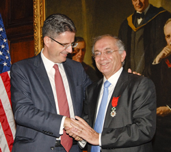 Charles Elachi accepts the rank of knight in the order of the Legion of Honor from François Delattre, Ambassador of France to the United States. Charles Elachi accepts the rank of knight in the order of the Legion of Honor from François Delattre, Ambassador of France to the United States.