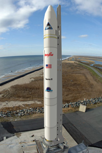 Artist’s rendering of the Taurus II rocket at the Wallops Flight Facility in Virginia. Taurus II