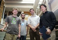 From left to right: Bhansali Prize Winner Nicholas Schiefer, Bhansali Prize Winner William Hoza, Professor Adam Wierman, Bhansali Prize Winner Bryan He