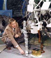 Many children dream of being a backhoe operator when they grow up, but Professor Scott achieved the ultimate: he was the first person to dig on the moon. Here he poses with Surveyor 3 and its soil scoop shortly before its 1967 launch.